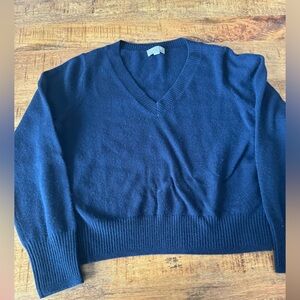 NWOT J. Crew Navy Cashmere V-Neck Sweater